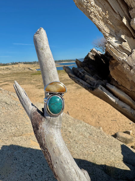 Turquoise and Jasper ring size 9 1/4