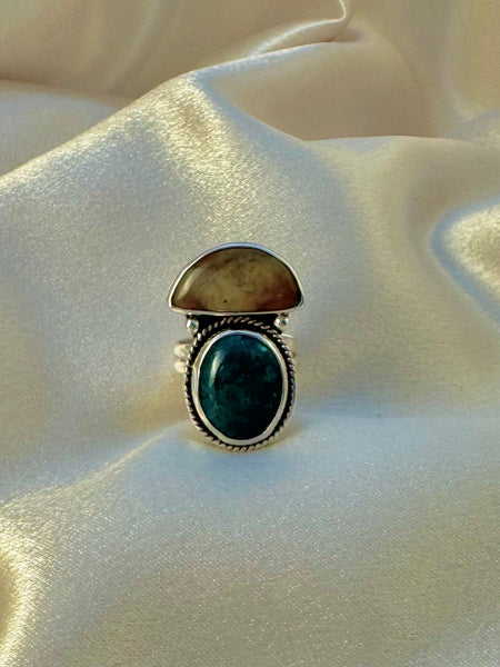 Turquoise and Jasper ring size 9 1/4