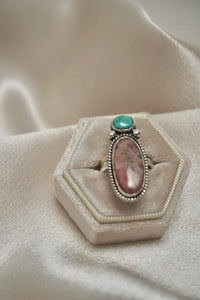 Rhodochrosite and turquoise ring