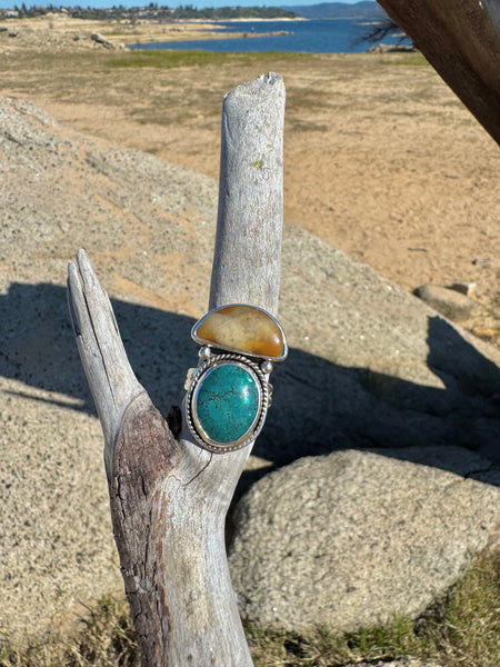 Turquoise and Jasper ring size 9 1/4