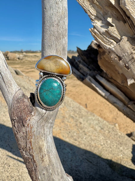 Turquoise and Jasper ring size 9 1/4